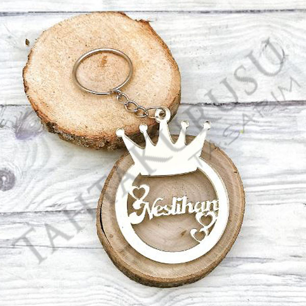 Pleksi ayna lazer kesim tac anahtarlık